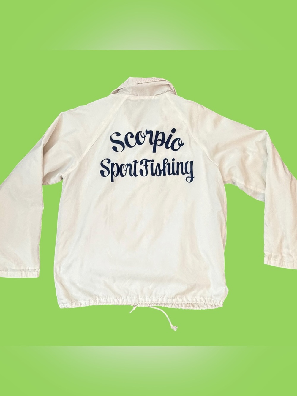 Vintage 70s Scorpio Sportfishing Windbreaker Jacket Large White Scorpion